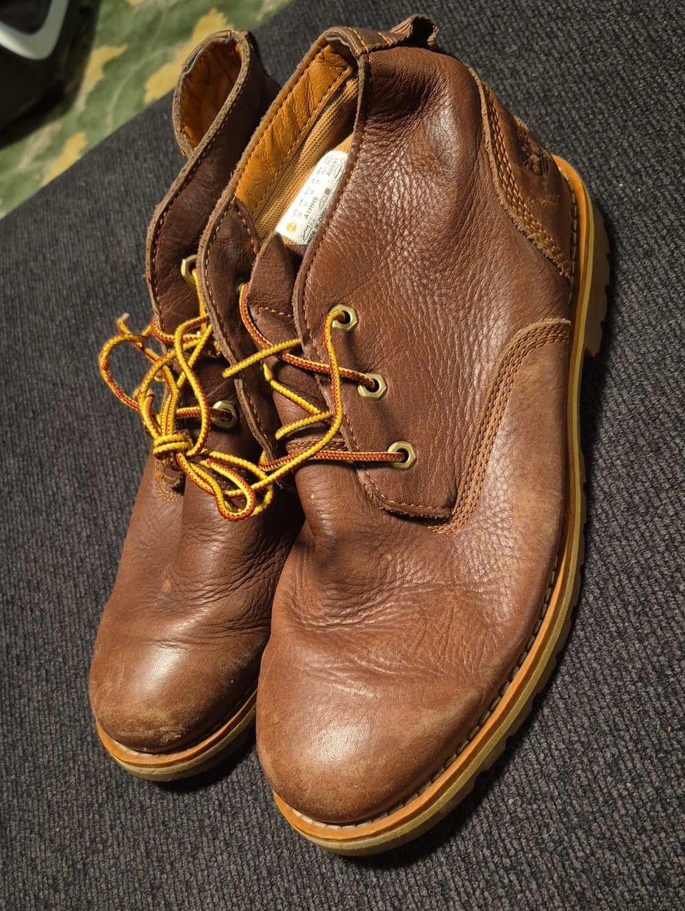 Timberland Brown Leather Chukka Boots with Yellow Accent Laces